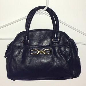 Etienne Aigner Doctor Bag Tool Bag Smooth Black Leather Handbag